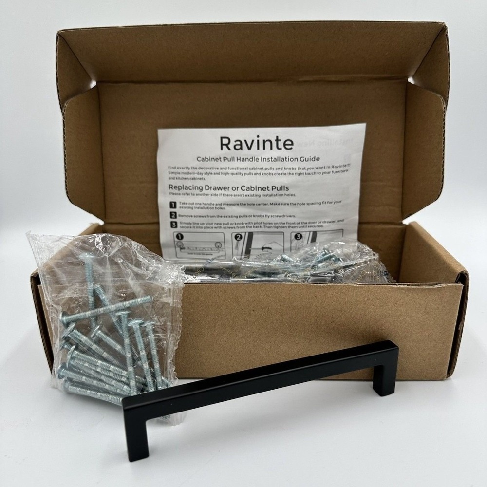(9-pack) Ravinte Kitchen Square Cabinet Handle Pulls Matte Black 5-3/8" New